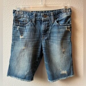 EUC Polo Ralph Lauren Big Boys Distressed Bermuda Shorts - Medium Wash (Size:8)